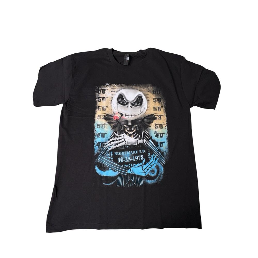 Nightmare Before Christmas Jack Skellington Graphic T Shirt Black Mens Large